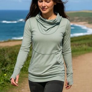 Deso Supply Fontanillis Cowl Neck Hoodie Dusty Olive • Made in USA • S